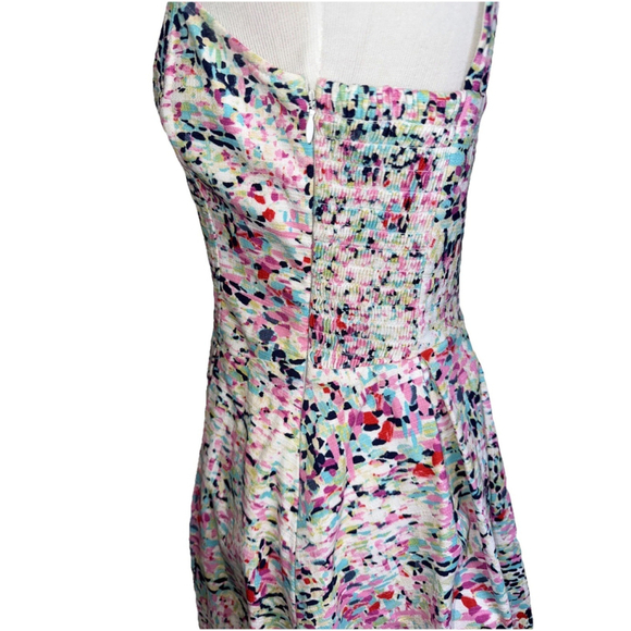 Guess White Abstract Watercolor V Neck Dress Size 6 - Picture 5 of 8